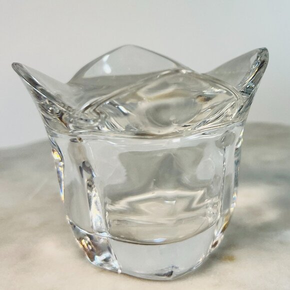 Vtg Clear Crystal Votive Candle Holder Wavy Rim Tulip Toscany Collection Gift - Picture 1 of 5